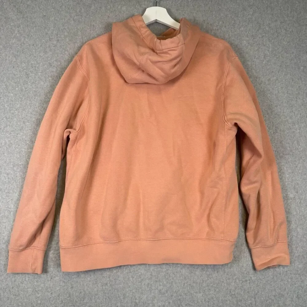 Nike Mens Size Medium Pullover Hoodie Sweatshirt Orange Front Pocket Swoosh Logo